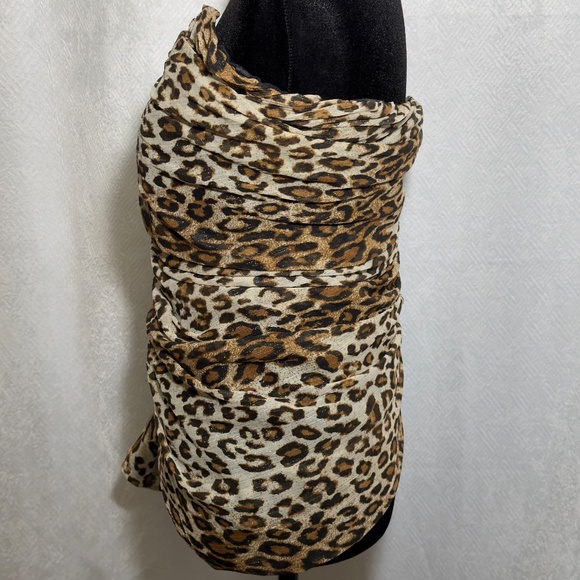 Redemption Leopard Print Strapless Bustier Top Bow Detail Made in Italy - Picture 4 of 12